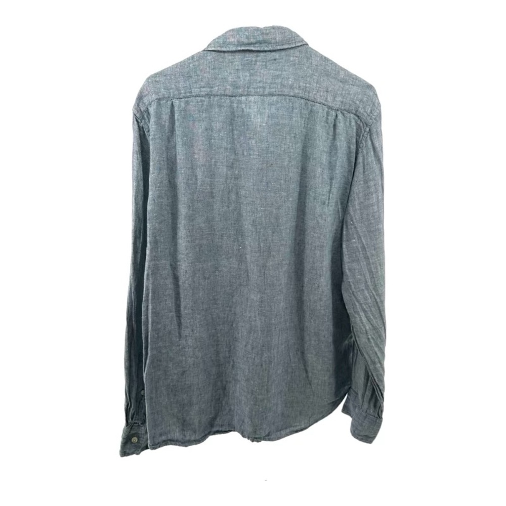 J Crew | Men’s L Large Slim Fit 100% Linen Blue Button Shirt‎ C1575 Preppy - Picture 2 of 10
